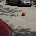 Painted Basket Ball Optical Illusion Apparently this Spalding basketball ball is just painted on the street, though...