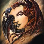 Two Dragons and Face Optical Illusion Two Dragons and Face Optical Illusion