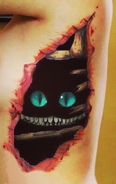 Cheshire Cat Tattoo Optical Illusion