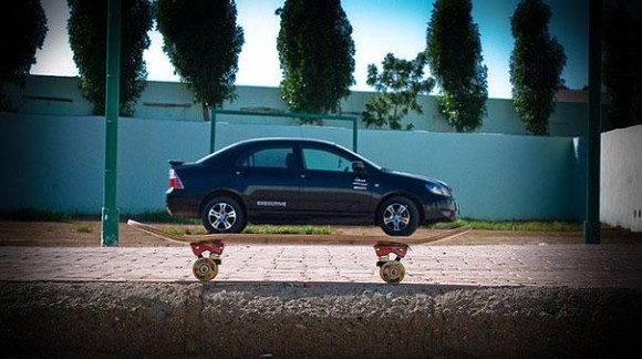 Car Riding a Skateboard Optical Illusion