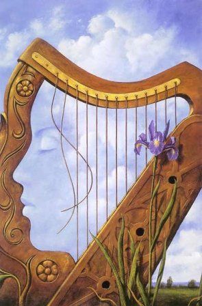 Lady in the Harp Optical Illusion