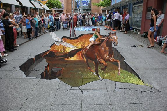 Woman Riding a Horse Optical Illusion