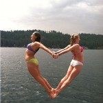 Jumping Girls Forming Heart Optical Illusion