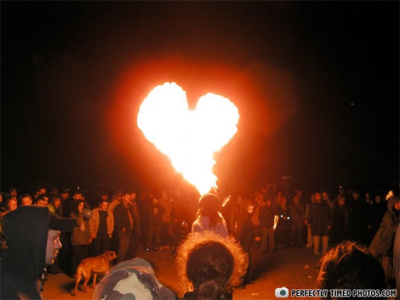 Heart Shaped Fire Burst Optical Illusion