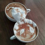 Coffee with Foamy Cat Optical Illusion