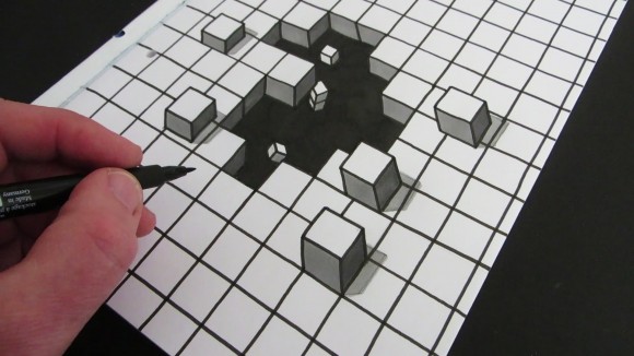 optical illusion cube drawing