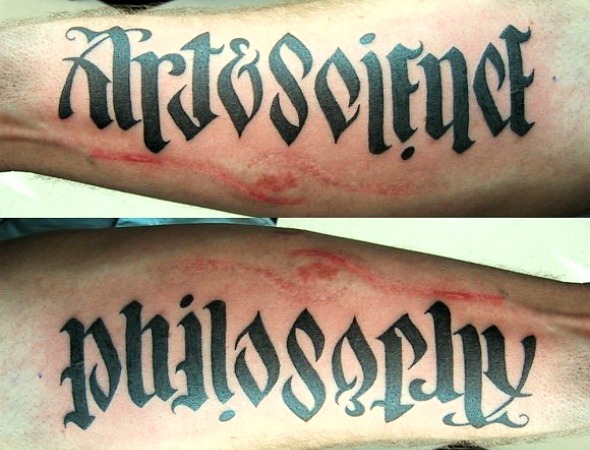 Tattoos That Can Be Read Both Ways 100 Cool Ambigram Tattoos  Body Art  Guru