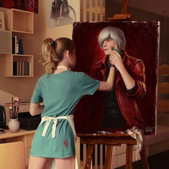 Painting Comes to Life Optical Illusion