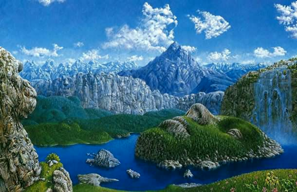 Scenic Scene With Hidden Animals Optical Illusion