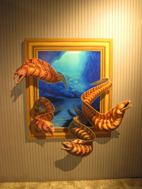 Escaping Eels From a Painting Optical Illusion