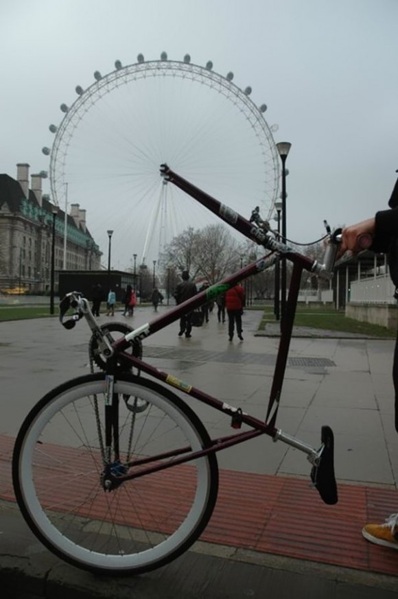 the giant bike tire optical illusion