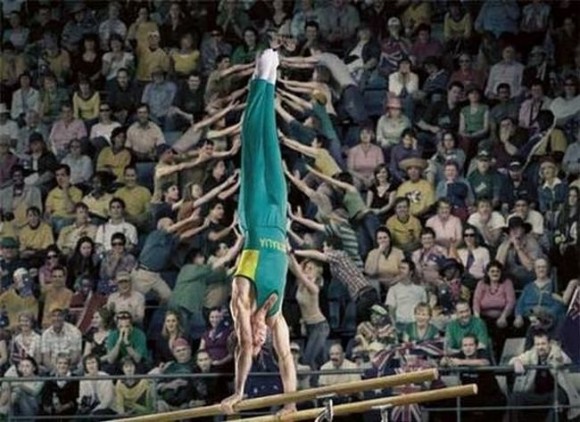 Gymnast With Help Optical Illusion