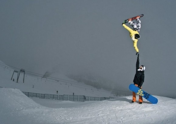 Floating Snowboarder Optical Illusion