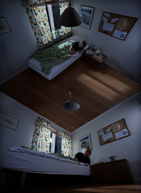 Impossible room optical illusion