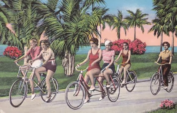 Ladies on Bicycles optical illusion
