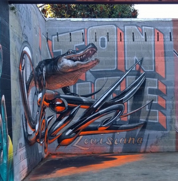 alligator street art illusion 2