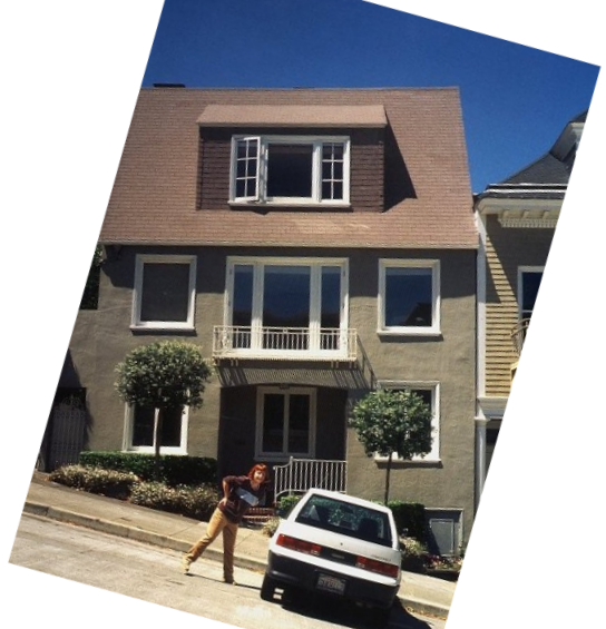leaning house on hill illusion