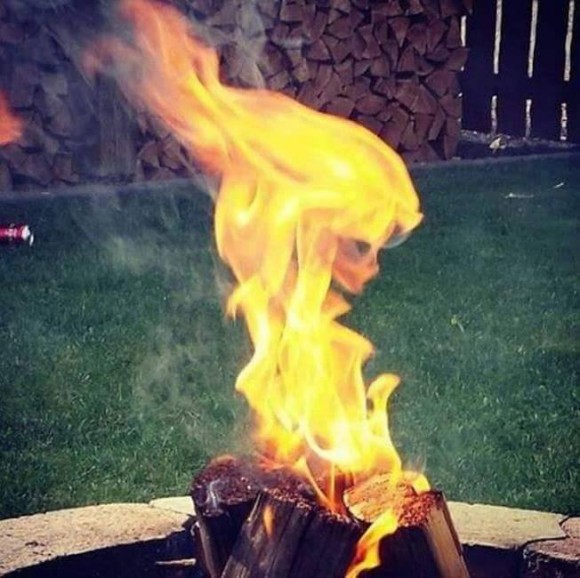 face in fire illusion