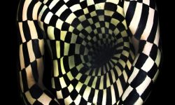 body paint illusion kissing face category painting hole