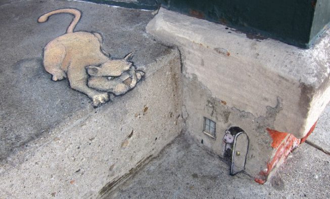 Awesome Small Scale Sidewalk Chalk Art by David Zinn! img